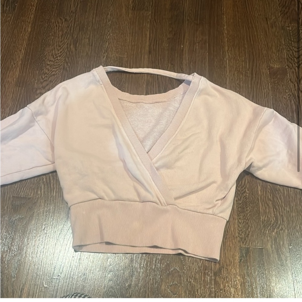 Pink Cropped Open-Back Sweatshirt - Picture 3 of 3